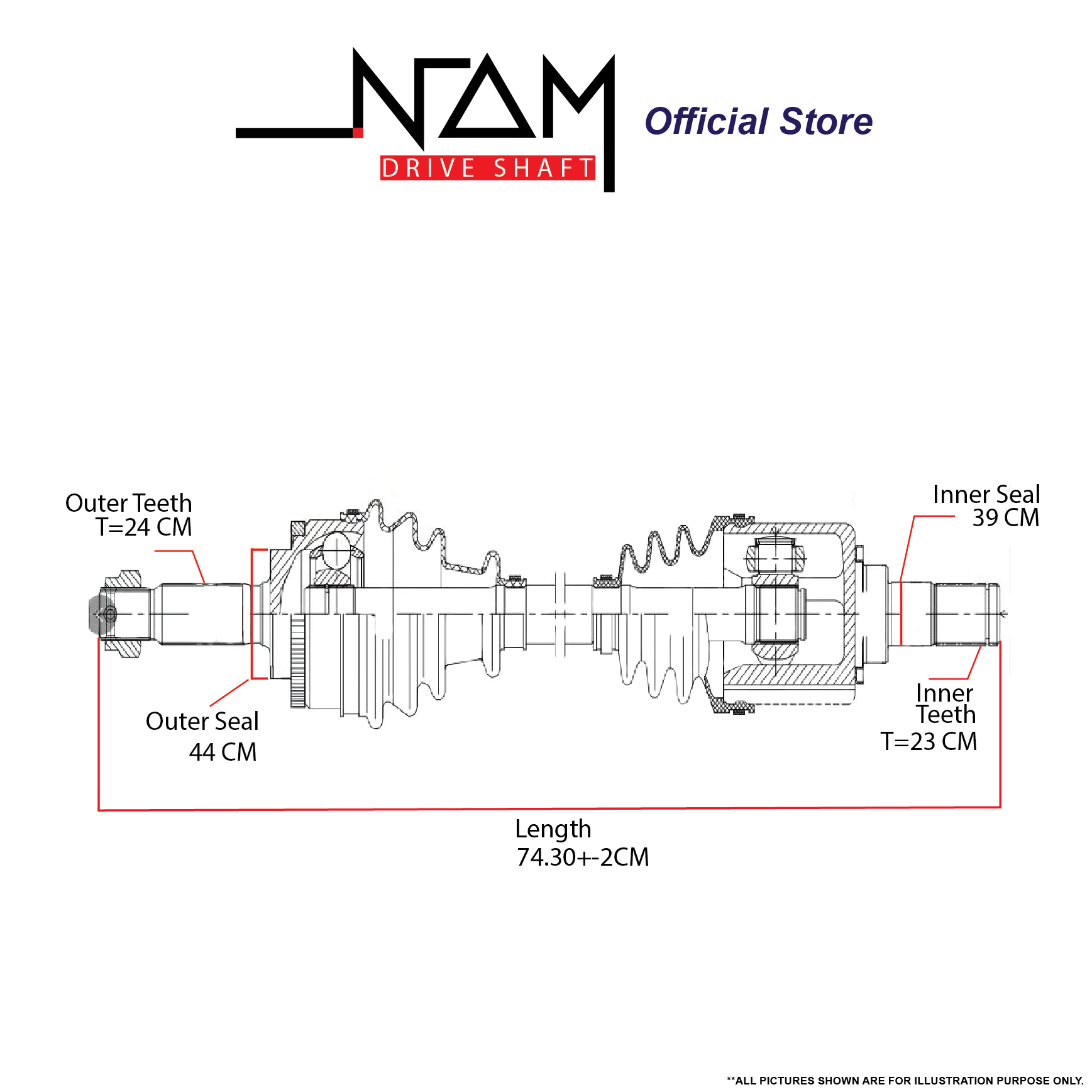 NAM DA98902 DRIVE SHAFT RH LONG (KANCIL 660,850 M/T 29.5") - Image 3