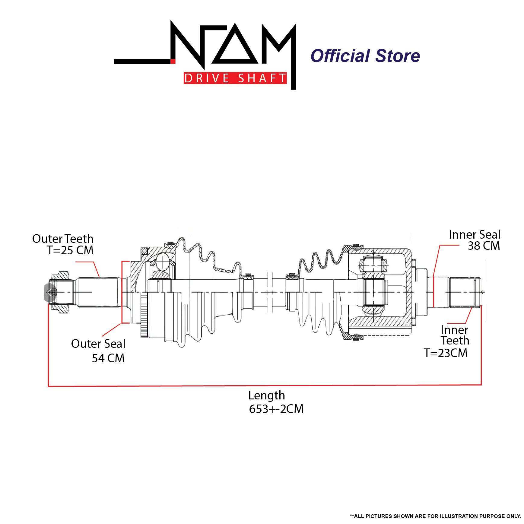 NAM MI98796 DRIVE SHAFT RH LONG (EXORA ABS) - Image 3