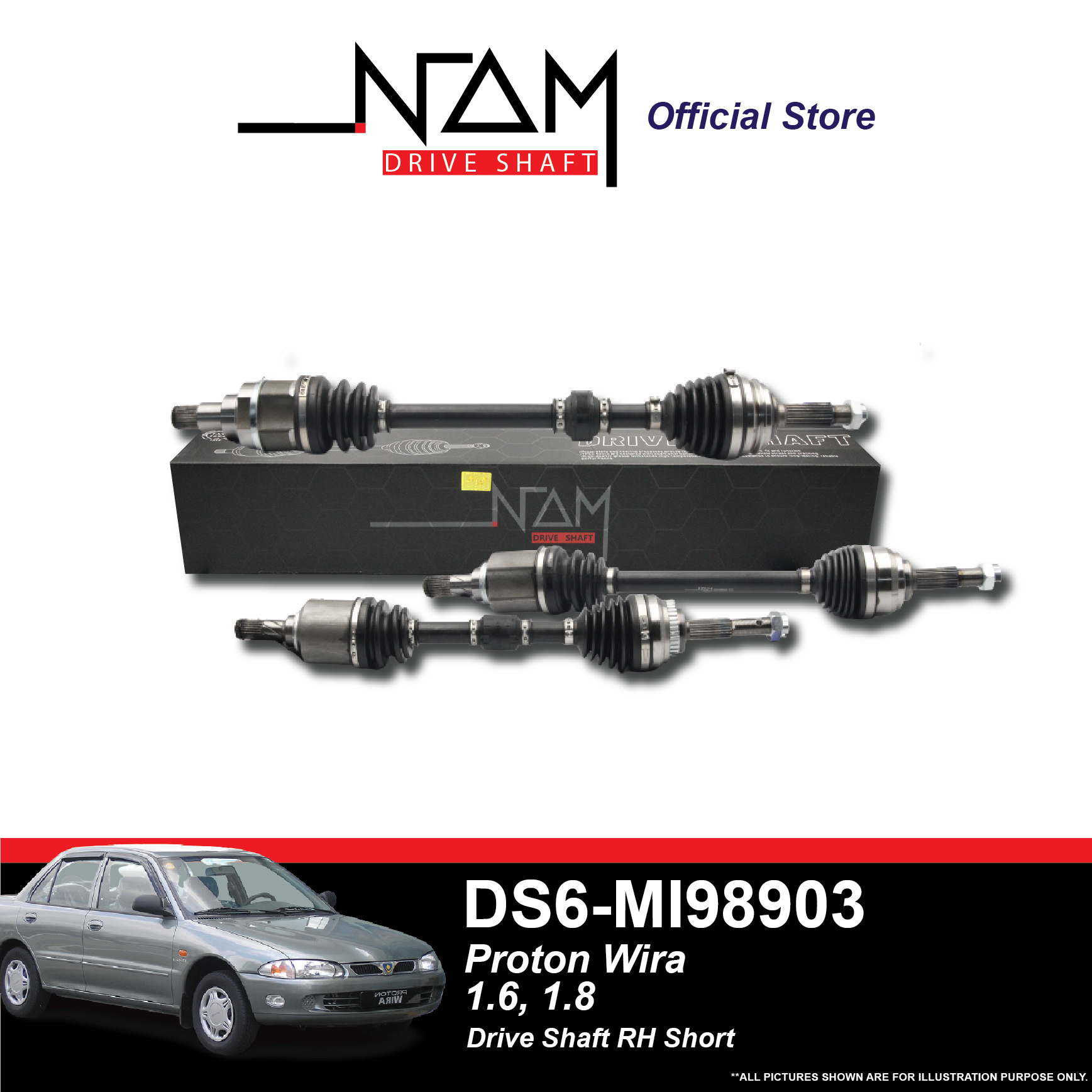 NAM MI98903 DRIVE SHAFT RH SHORT (WIRA,SATRIA 1.6,1.8)