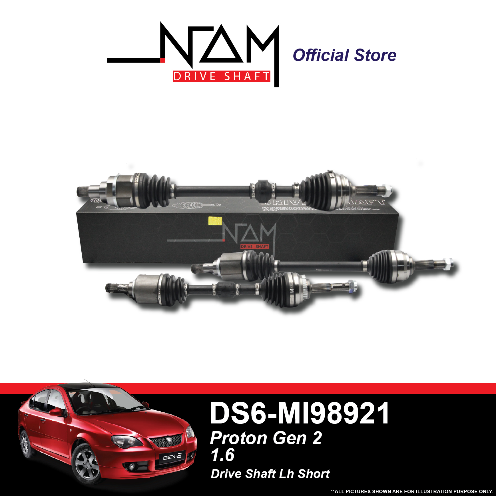 NAM MI98921 DRIVE SHAFT LH SHORT (GEN2,NEO 1.6 M/T,BLM 1.6 M/T,PERSONA,WAJA)