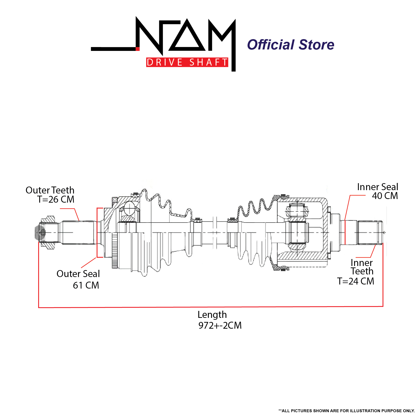 NAM TO98427A DRIVE SHAFT RH LONG (ACV40 2.0,2.4) - Image 3